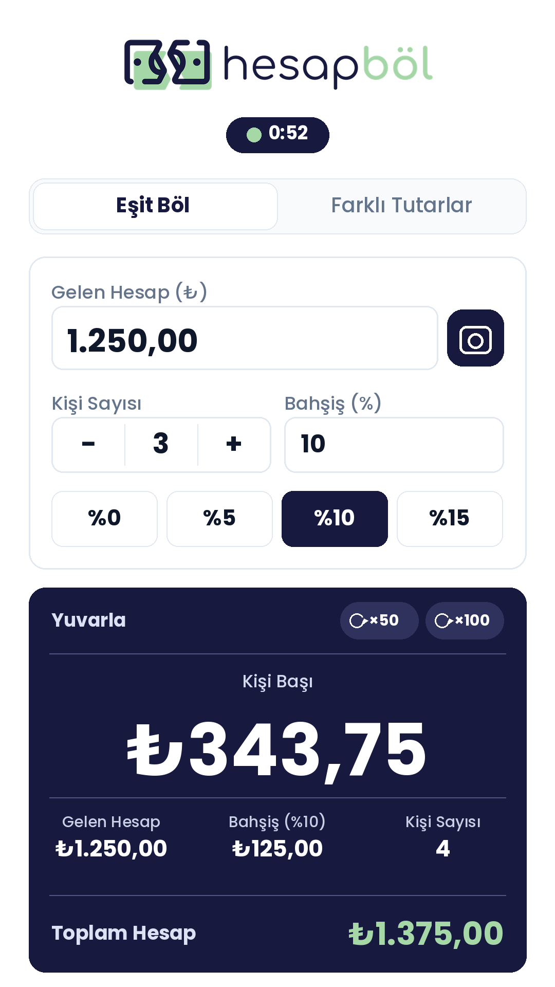 Hesap Böl App ekran görüntüsü